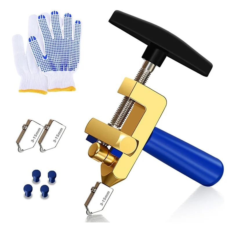 Fliesenschneider-Handwerkzeug mit 3 Wolframstahlklingen – manueller Glasfliesenschneider mit Brechzange A62X