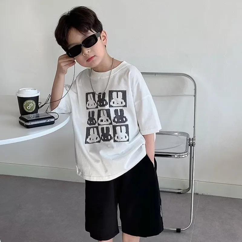 

Boys' Summer Short Sleeve T-shirt New Small And Medium Children's Round Neck Top Children's Casual Versatile Half Sleeve Fashion