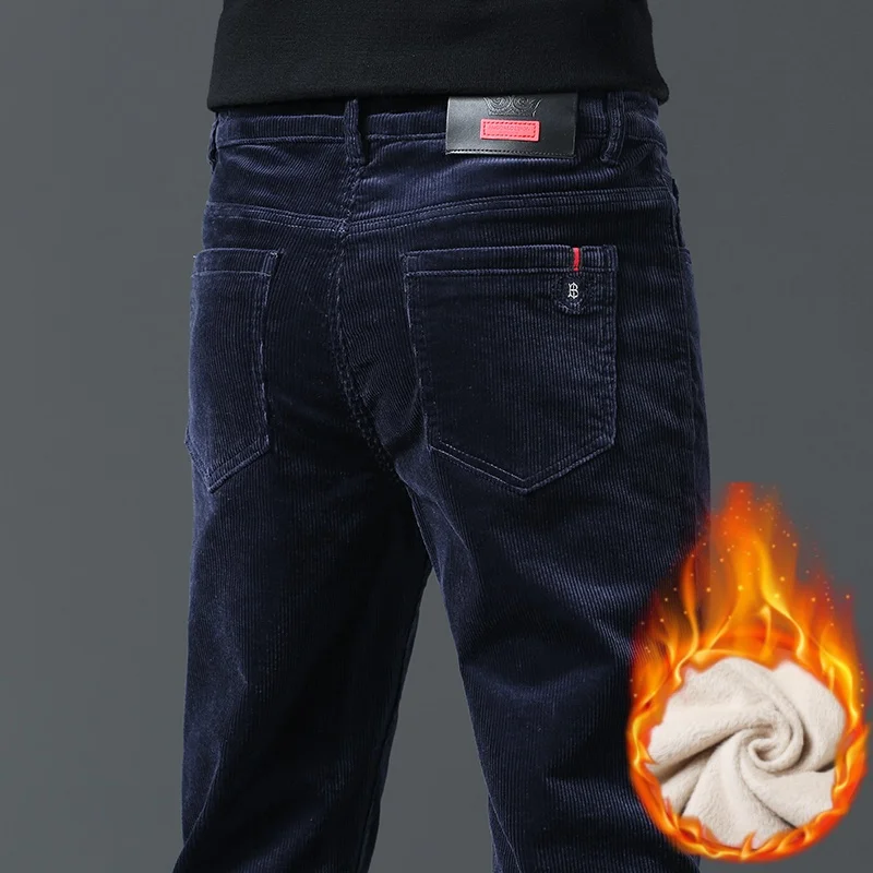 الرجال سروال قصير الشتاء بطانة سميكة أفخم الدافئة الأعمال مستقيم عارضة السراويل الكورية ضئيلة عارضة السراويل أسود الأزرق الداكن #2