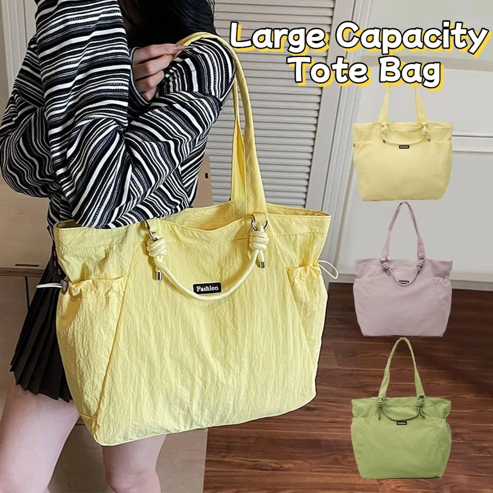 

Модная однотонная женская сумка-тоут, большая вместительная повседневная нейлоновая сумка на плечо, универсальная женская дорожная сумка на молнии