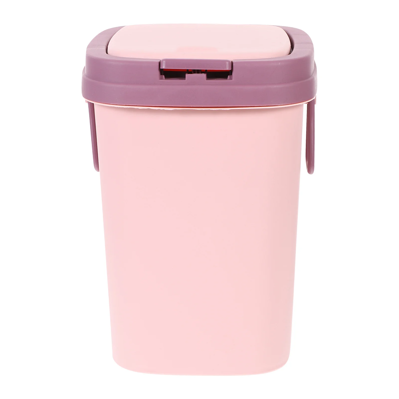 

1pc Push-Button Trash Can 4.5L Pink Square Garbage Bin Automatic Open Close Plastic Waste Container For Kitchen Bathroom