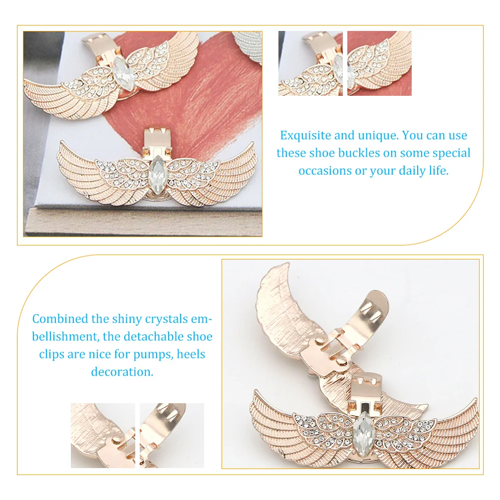 

2 Pcs Shoe Buckle Accessories Bride High Heels Shoes Alloy Clip on Decorations Clips