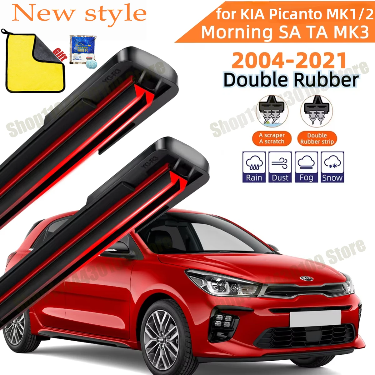 

Double Rubber Car Wipers for KIA Picanto MK3 Morning SA MK1 TA MK2 Front Windscreen Wipers Double Rubber Car Wiper Blades Car