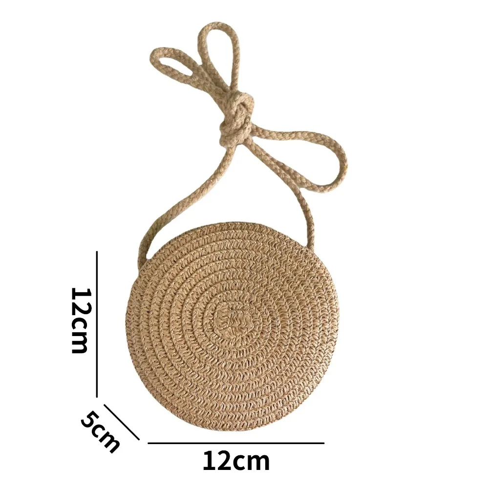 Children's Cute Small Round Bag In Summer Hand Woven Straw Bag Women's Fashion Trend Messenger Bag Mini Coin Purse Hand Bags