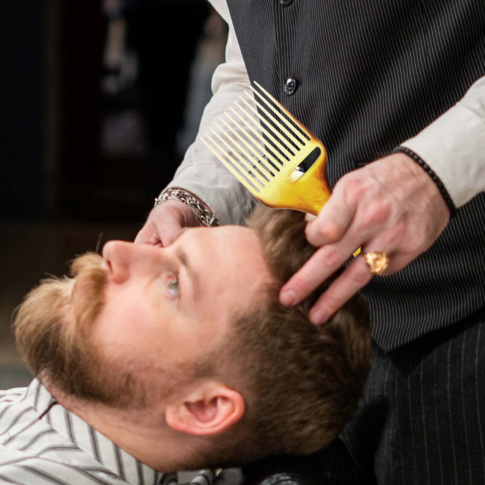 

Amber Large Tooth Comb Retro Barber Slick Back Styling Detangler Oil Fine Dressing Hair Accessories Wide Teeth Plastic