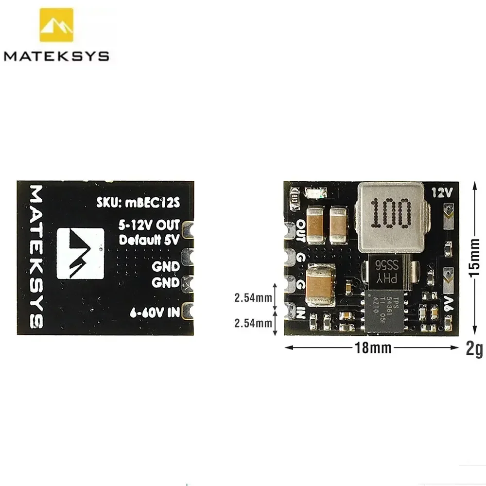 MATEK Micro BEC 6-60V Step-Down Regulator Input Adjustable 5V/9V/12V Output for RC Plane Helicopter FPV Drone Parts