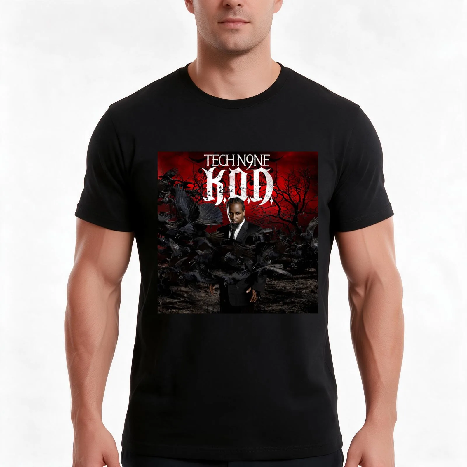 Tech N9ne kod T-Shirt, Summer Casual Cotton Tee, Oversized Streetwear Tops, Vintage Graphic Print, Loose Fit Short Sleeve