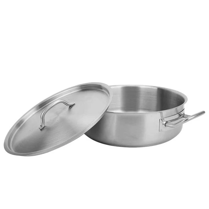Stainless Steel Pot Set Composite Bottom Double Handle Cooking Pot with Lid Multiple Purpose Stew Milk Kitchen Tool 25.5 x 8.5cm