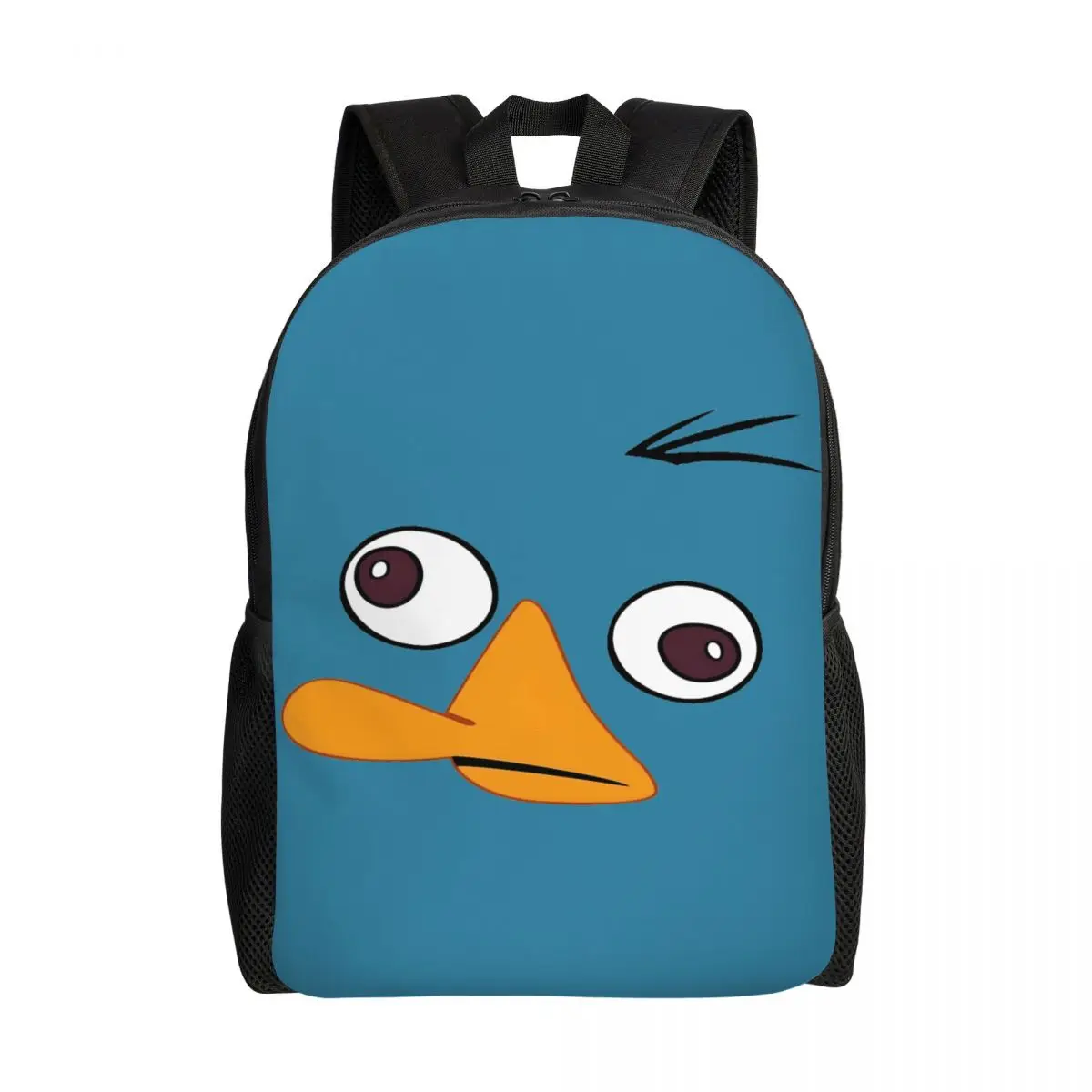 

Custom Perry The Platypus Face Travel Backpack Men Women School Computer Bookbag Kawaii College Student Daypack Bags