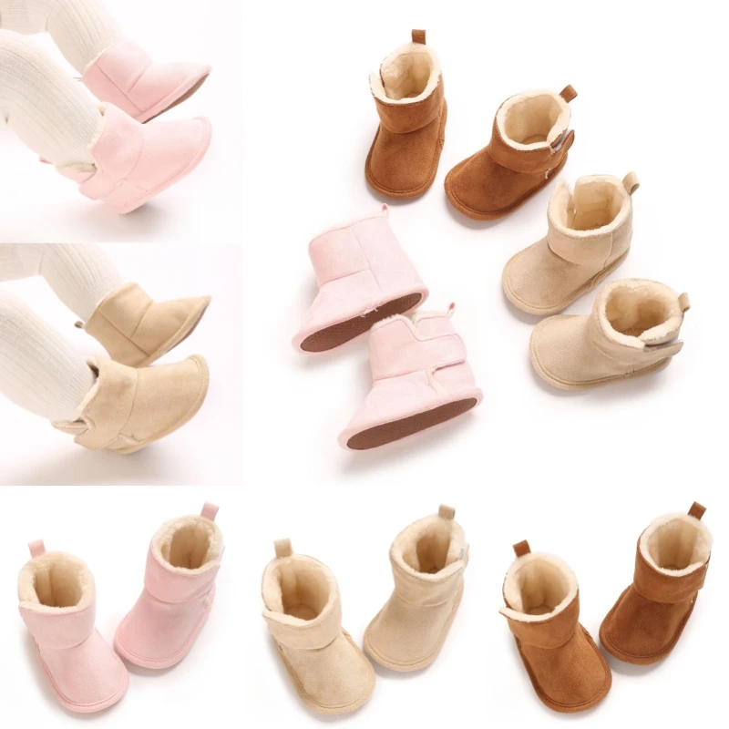 

New fur integrated soft soled cotton boots for winter children warm and cold resistant cotton shoes for babies baby walking shoe