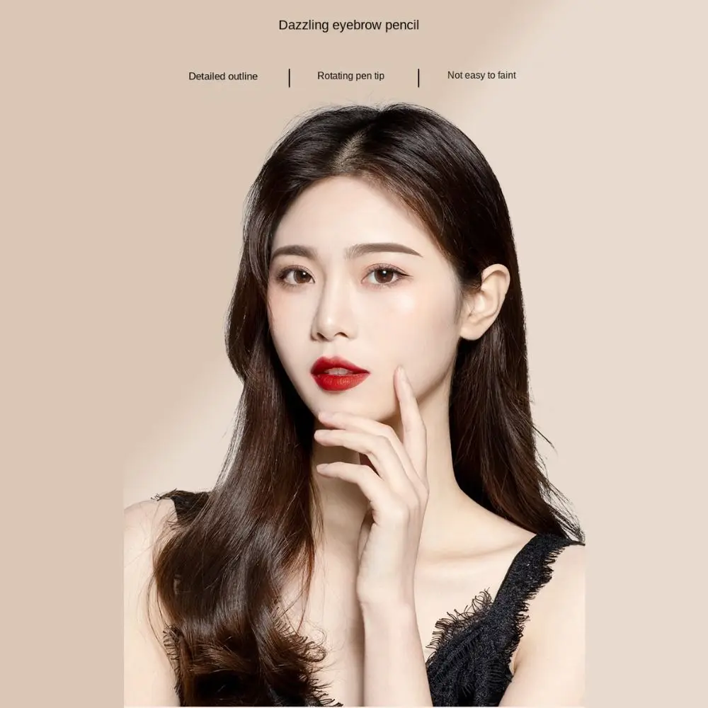 طويلة الأمد 6 ألوان قلم الحواجب 2 في 1 الدورية مقاوم للماء قلم الحواجب الطبيعي مزدوج رئيس العين جعل أداة عيون ماكياج #1