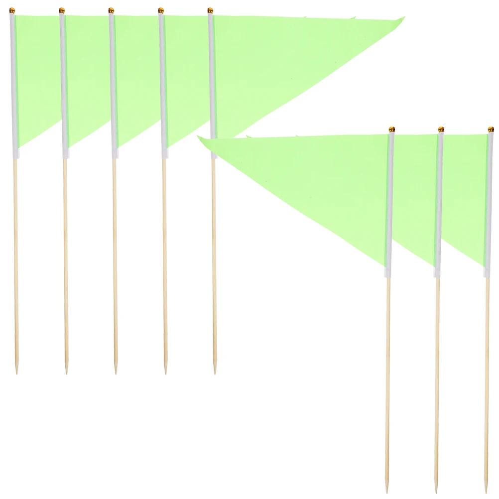 

8pcs 10 Red Triangle Marking Flags Bamboo Sticks Yard Garden Lawn Construction Sprinkler Marker Colored Flags Home Decor