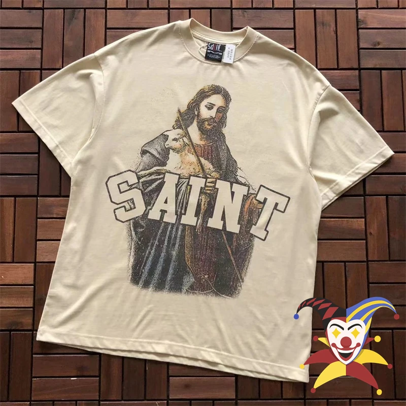 Jesus Saint Tee Men Women T-shirt Slightly Tops Vintage Short Sleeve