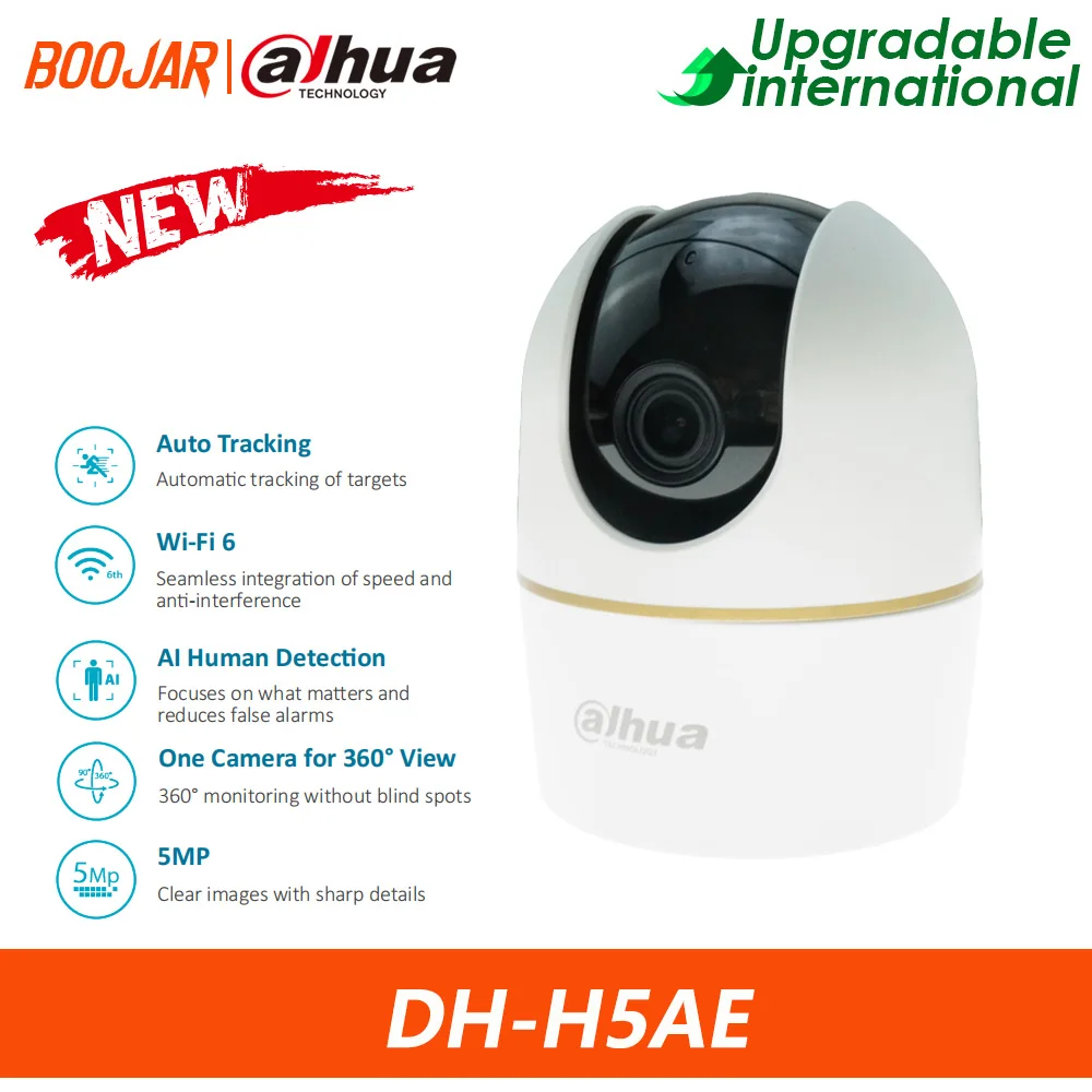 Dahua Original DH-H5AE 5MP Indoor Fixed-focal Wi-Fi Pan & Tilt Network Camera AI Human Detection Support 360° View Auto Tracking