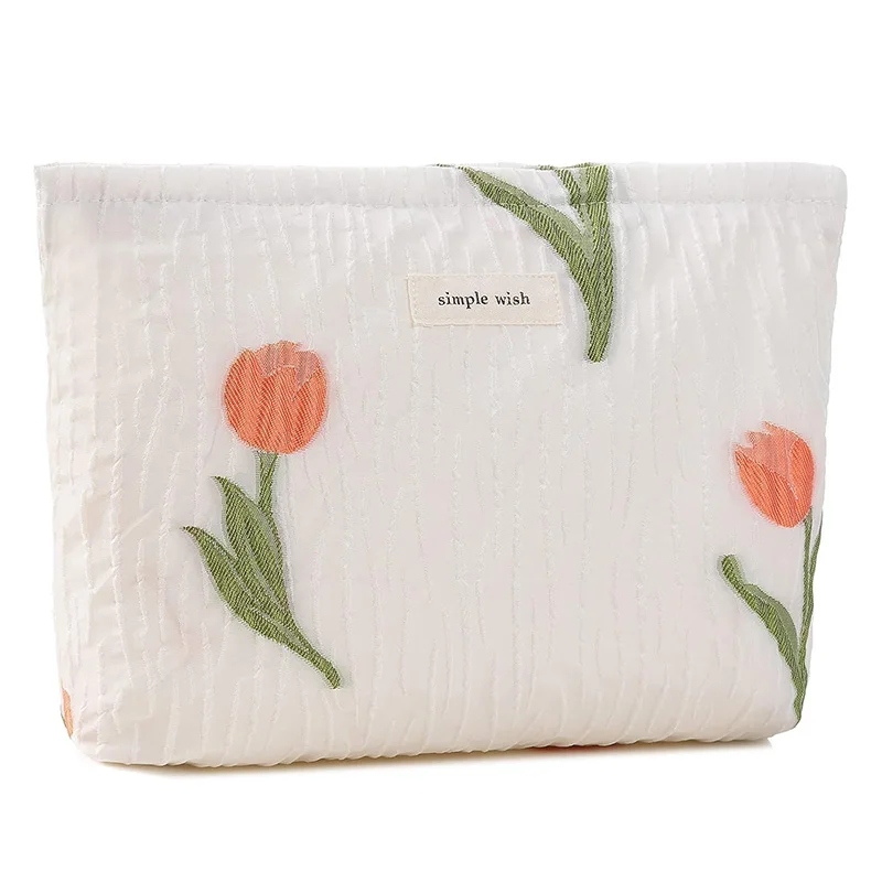 Bolsa de maquillaje Floral LXBB001, bolso de cosméticos con cremallera, lona acolchada de gran capacidad