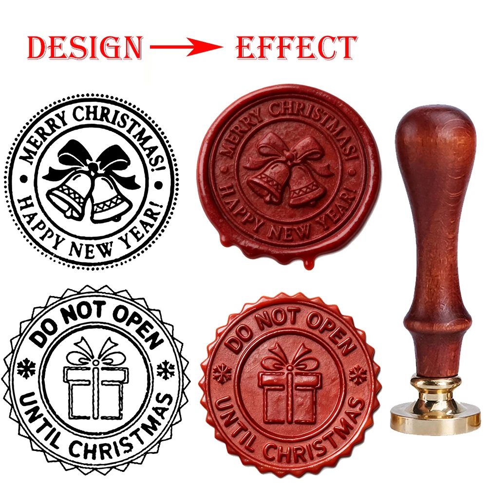 Benutzerdefinierte Wachssiegel-Stempel mit Elch-Schlitten-Muster, personalisierte Logo-Stempel für DIY-Weihnachtseinladungen, Umschläge, Geschenkpaket, Dekor, Basteln