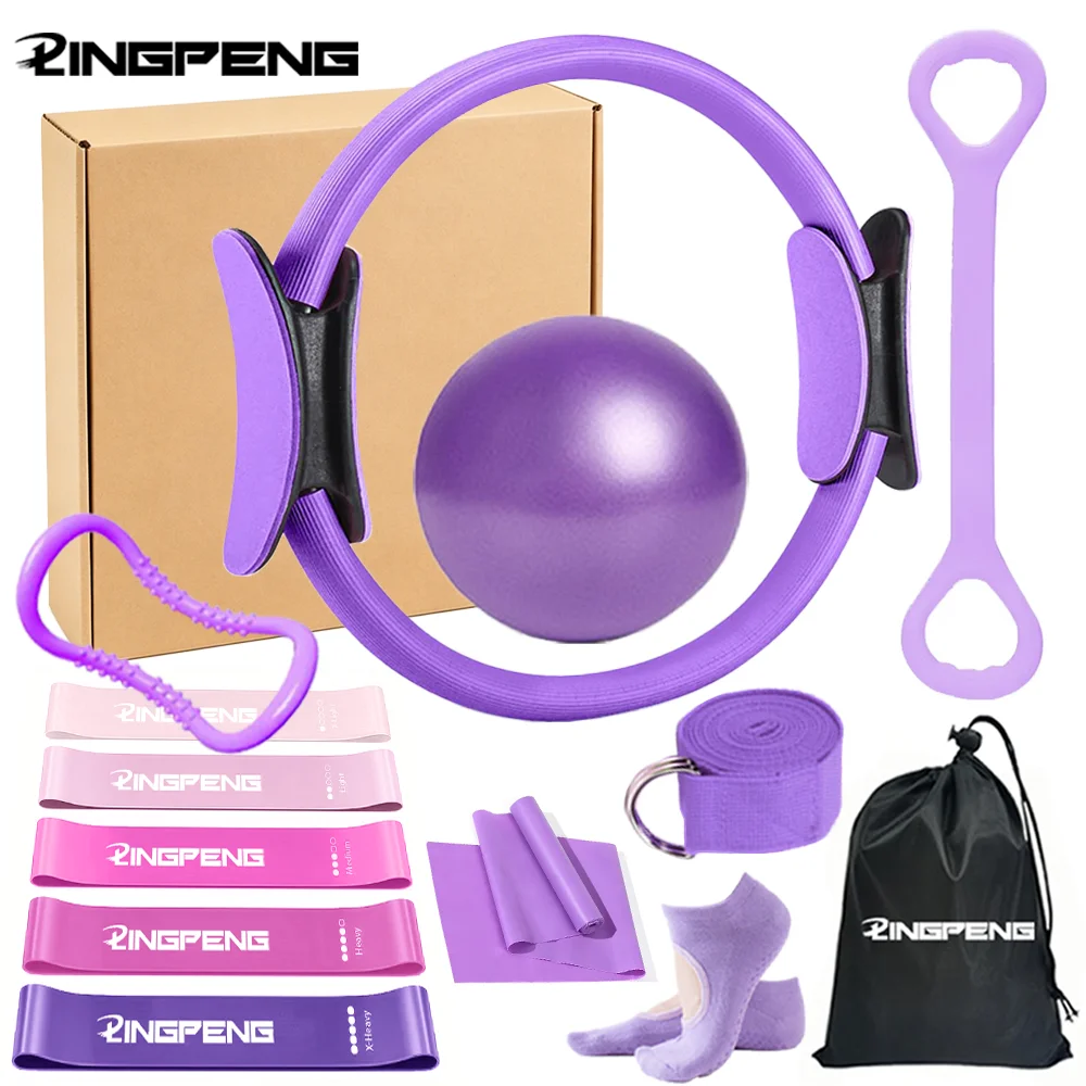 Pilates Yoga Combined - 14-teiliges Yoga-Set für Zuhause: Pilates-Kreis, Hüftball,