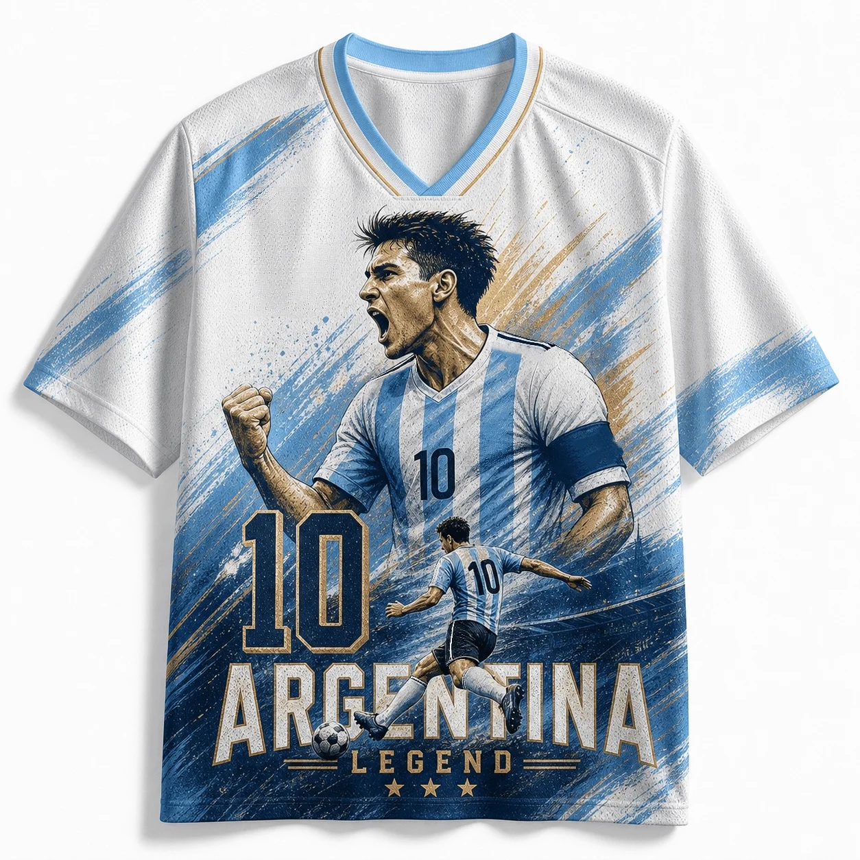2026 Argentina # 10 Summer Jersey Special Edition Male and Female Fan Commemorative Breathable Loose T-shirt