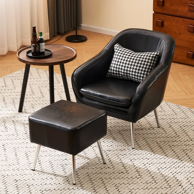 

Американский ретро масляный воск кожаный одноместный диван-кресло маленькая квартира гостиная спальня квартира ленивый отдых тигр стул комбинированный