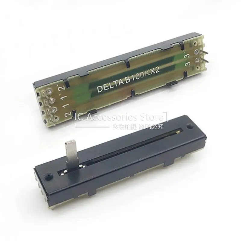 

1PCS B100K 7.3CM 73MM Straight Sliding Dual Potentiometer Mixer Slide Fader 6 Pin B100KX2 Handle 15MM Slide Stroke 45MM