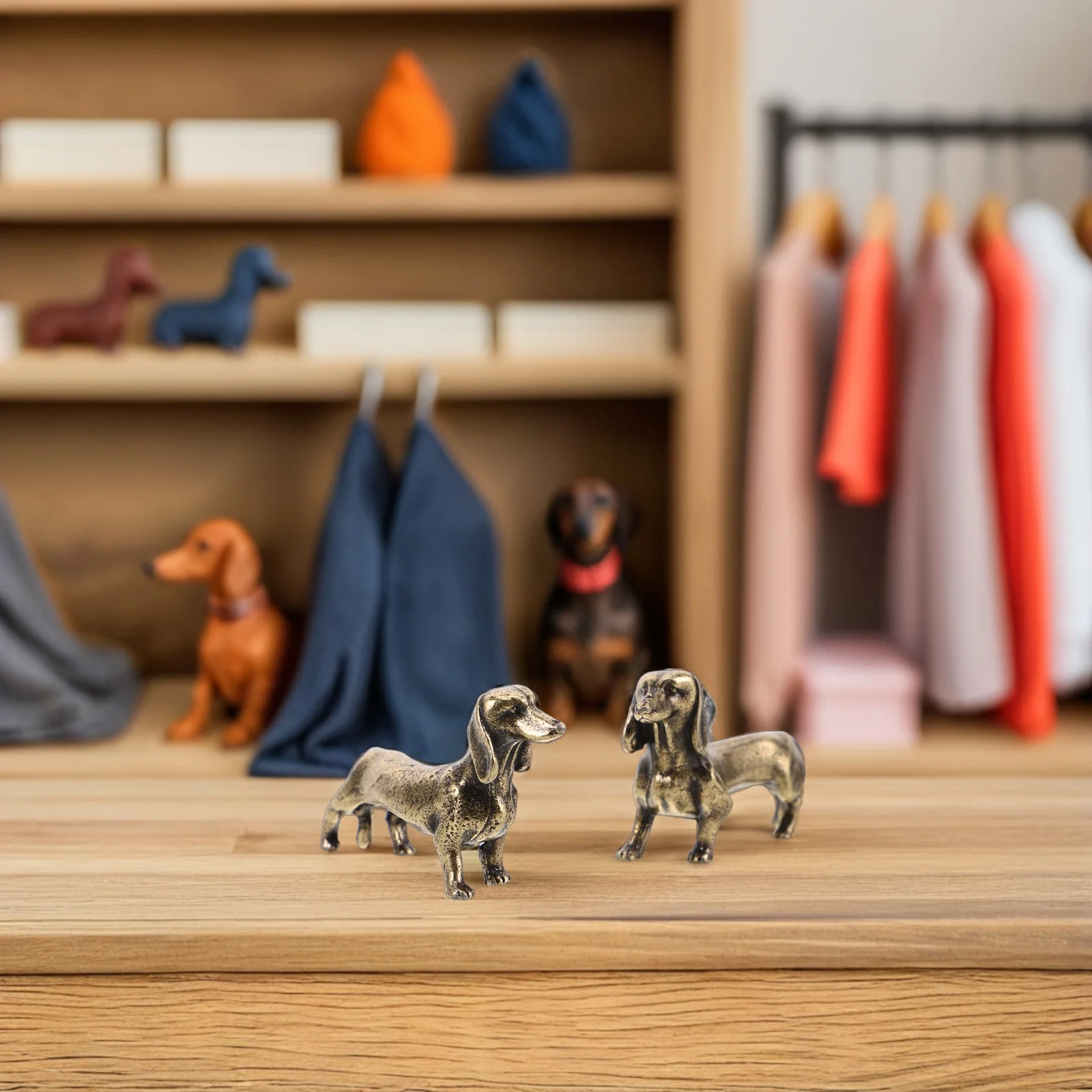 

2pcs Brass Golden Retriever Dog Ornament Miniature Vintage For Home Office Car Dashboard Decorative Statues Metal Animal