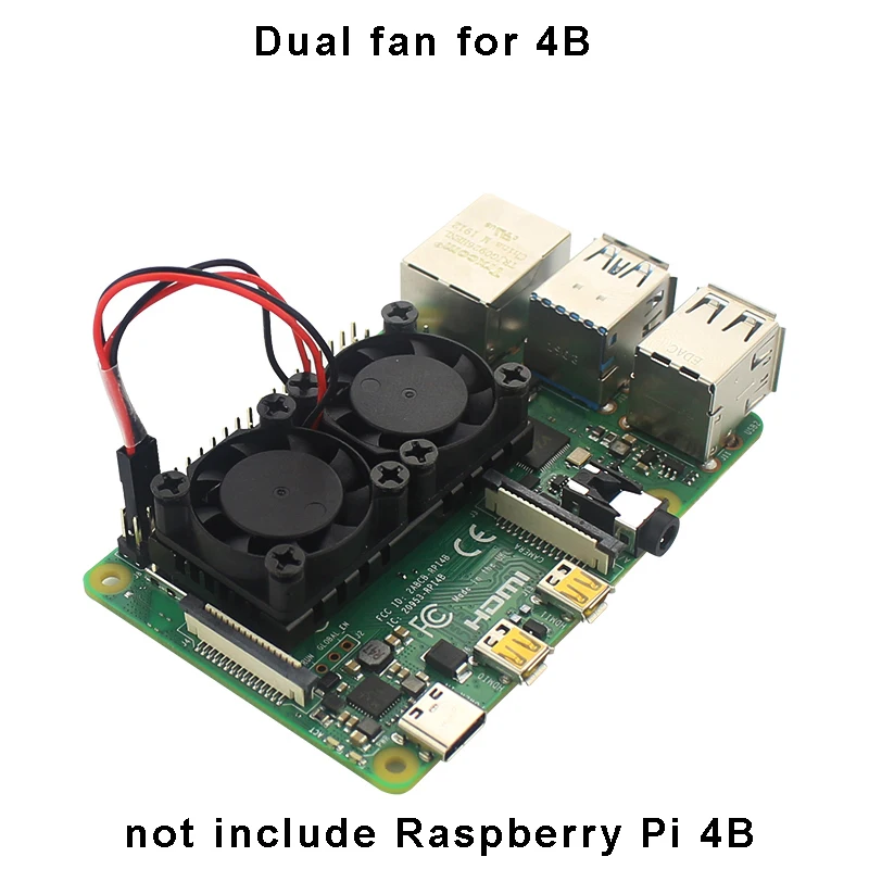 Dual Fan With Heat Sink Ultimate Double Cooling Fans Cooler For Raspberry Pi 4B-ABFT