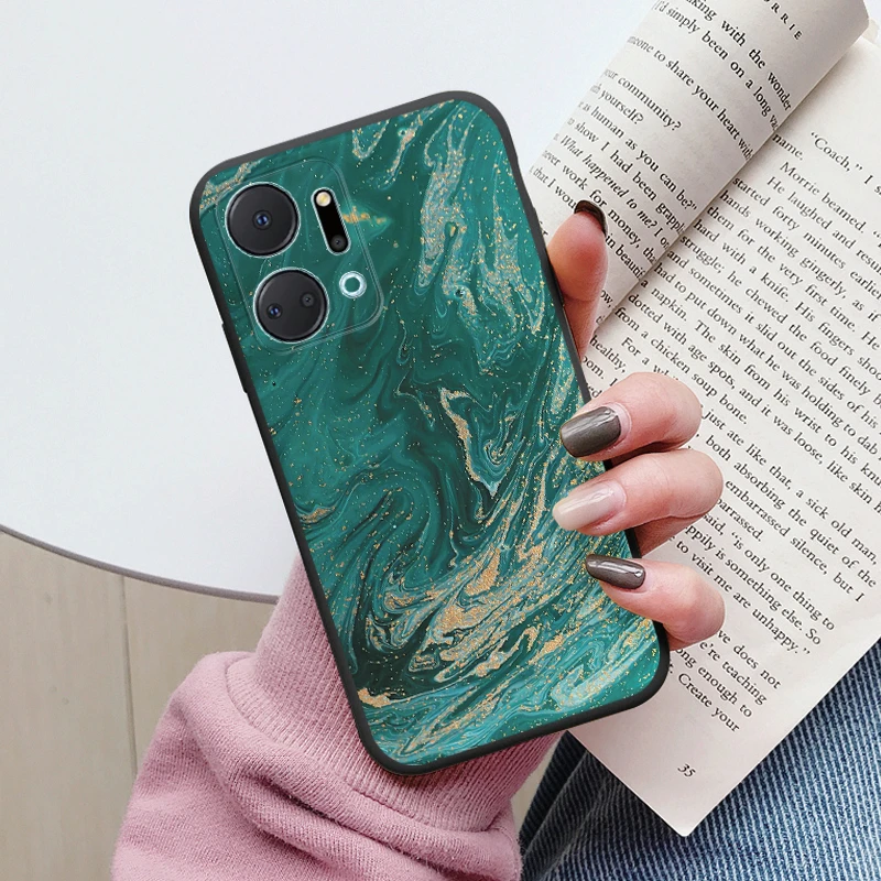 Case For Honor X7a Back Cover Protective Silicone Funda Fashion Marble Stone Texture Coque For HonorX7a 6.75 X8b X7b X7c X7d X8c