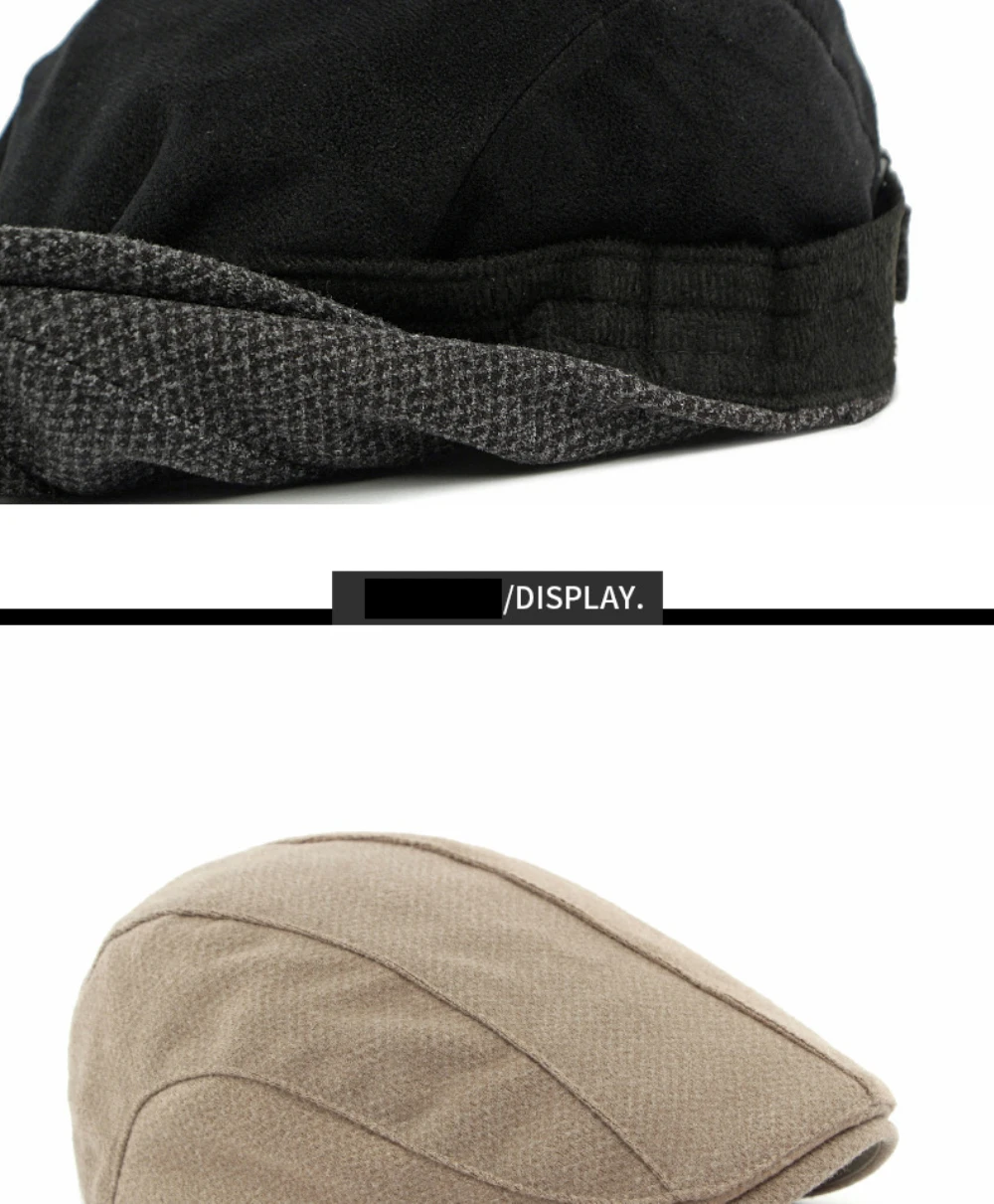 HT4936 Baskenmütze für Männer Frauen Herbst Winter Wolle Baskenmütze Männlich Weiblich Ivy Flache Kappe Vintage Künstler Maler Hut Einstellbare Baskenmütze Kappe – Detail 8