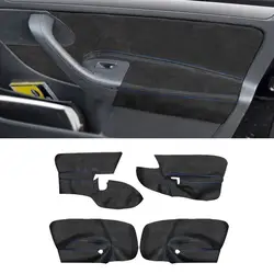 For VW Golf 5 MK5 Jetta Bora 2005 2006-2010 Car Interior Door Panel Armrest Cover Black Suede Leather With Blue Line Only 4 Door