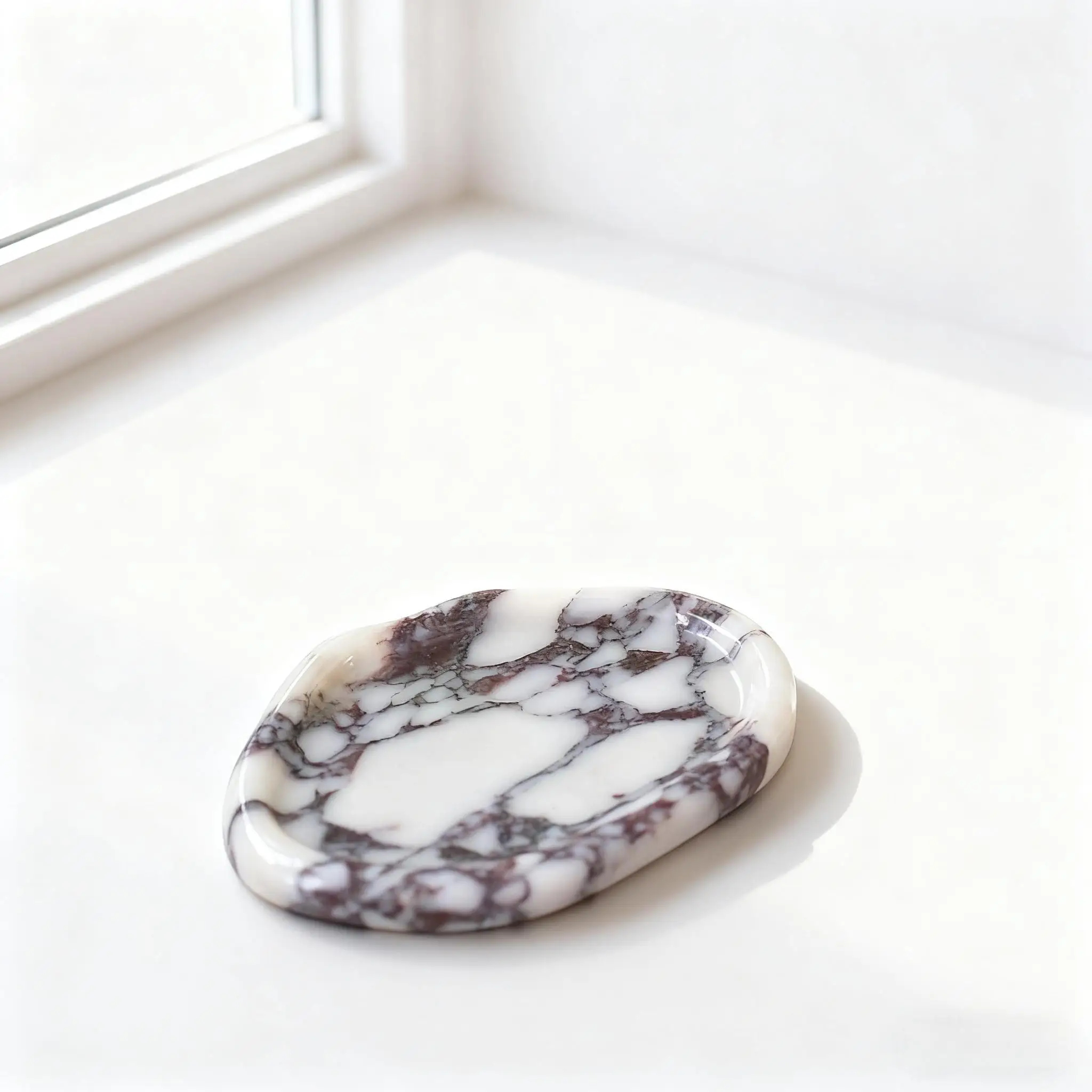 

Фиолетовый мраморный поднос Calacatta, органайзер для хранения ювелирных изделий из натурального камня, ежедневный предмет, идеально подходит для домашнего декора, туалетный столик