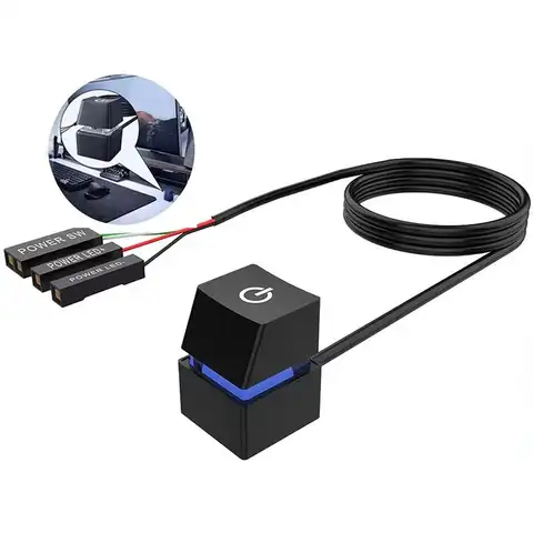1.8M Computer Desktop Switch With LED Lights PC Motherboard External Start Power On/Off Button Extension Cable For Home Office