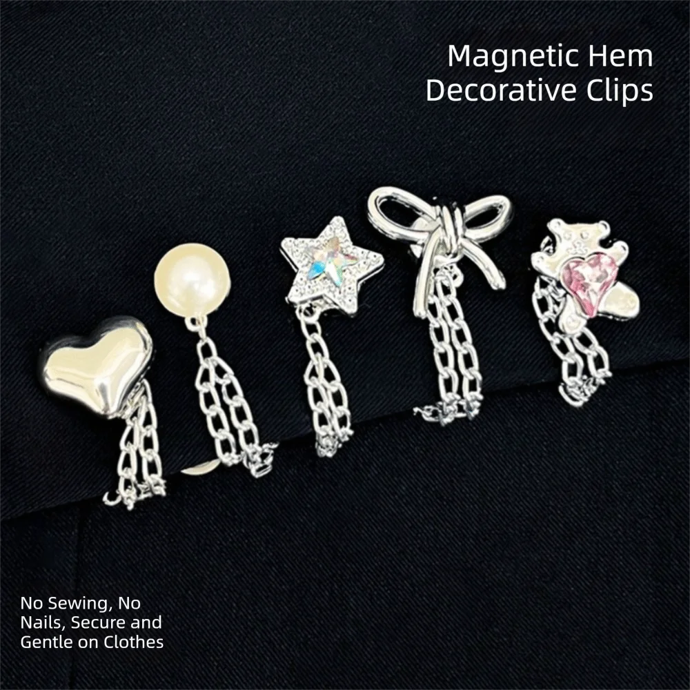 Multi-Function Magnetic Clothing Clip Alloy Waist Buckle Magnetic Fixed Button Silver Non-hole Shorten Trouser Clip