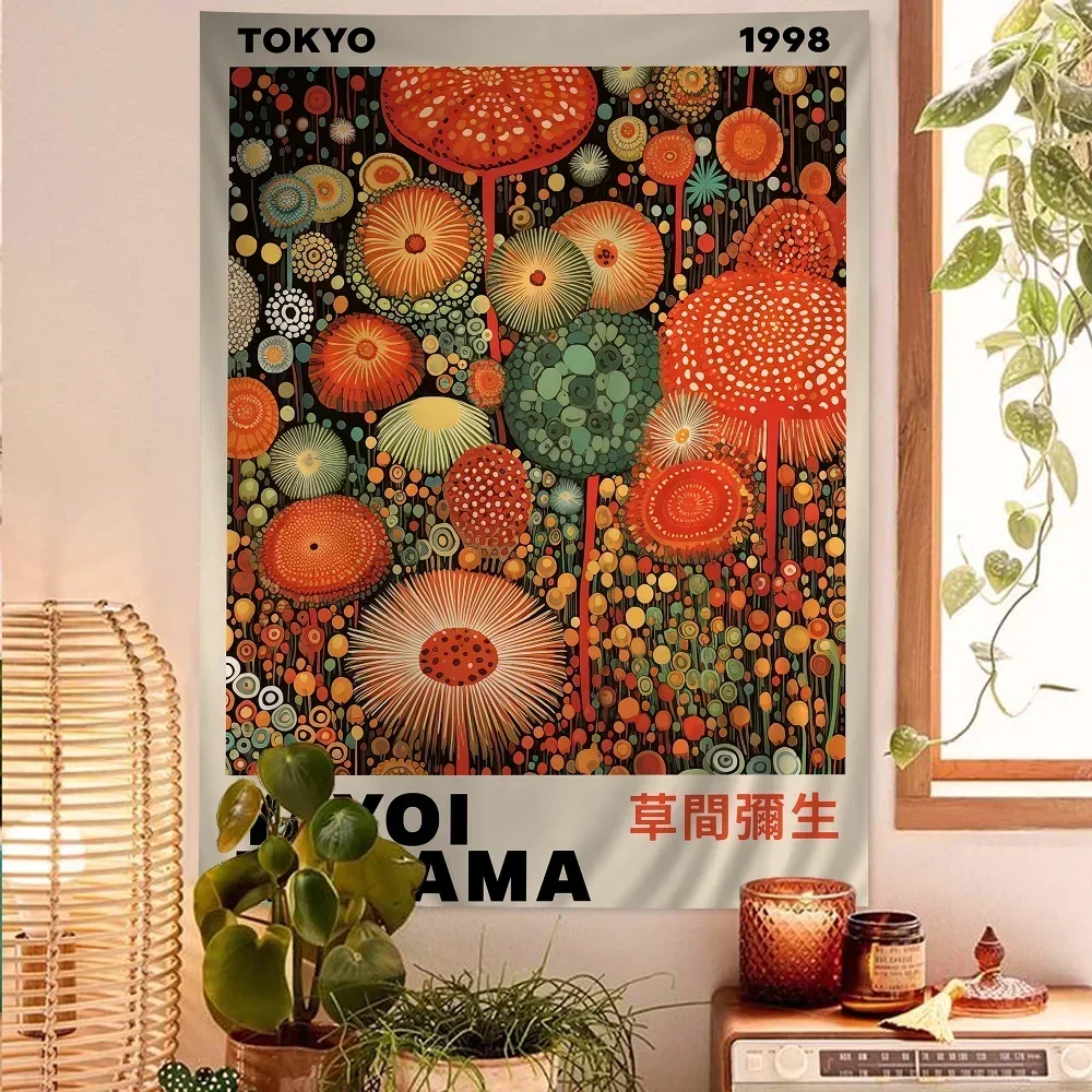 Abstract Yayoi Kusama Anime Tapestry Hanging Tarot Hippie Wall Rugs Dorm Home Decor