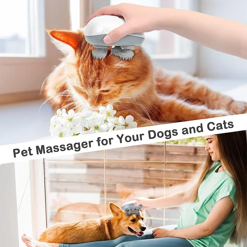 Electric Silicone Cat Head Massager Mini Rechargeable Pet Massager Body Head Relax Shoulder Neck Care Massager