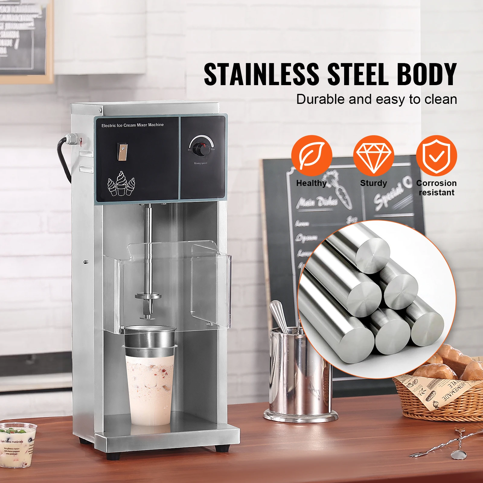 SucceBuy الآيس كريم خلاط عالية السرعة صانع الآيس كريم خلاط تحريك آلة تعديل السرعة الفولاذ المقاوم للصدأ الآيس كريم شاكر