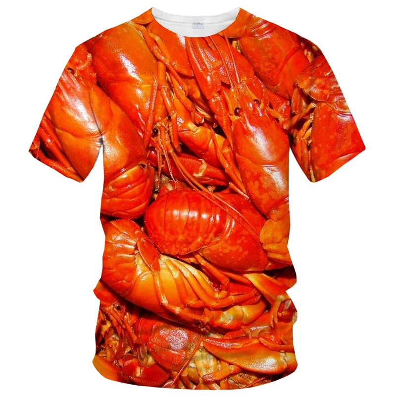 Hot Sale Lobster Men\'s Fashion T-shirt 3D Printing Animal Short-sleeved T Shirt Casual Round Neck Tops Oversized Street Tees