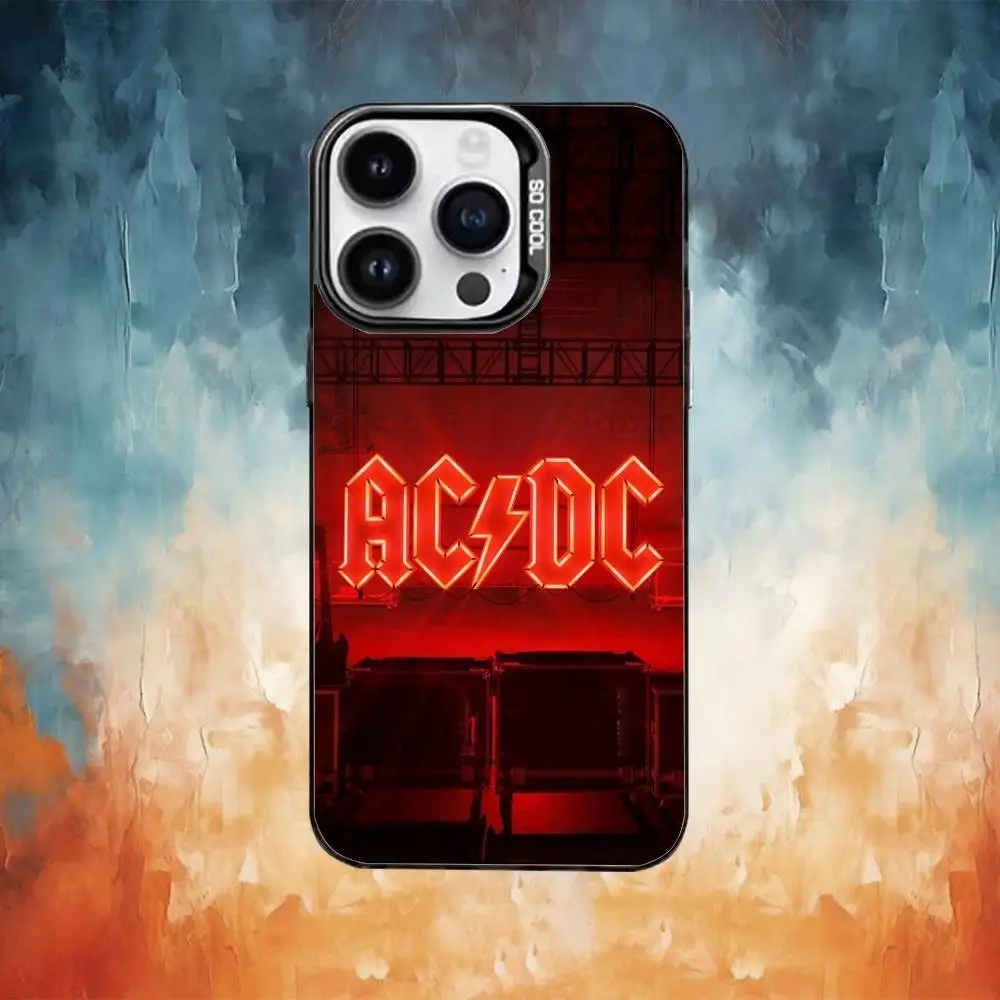 เคสโทรศัพท์ลายวงดนตรีร็อค A-AC-DC สำหรับ iPhone17,16,15,14,13,12,11 Plus,Pro Max สีดำด้านกันกระแทก