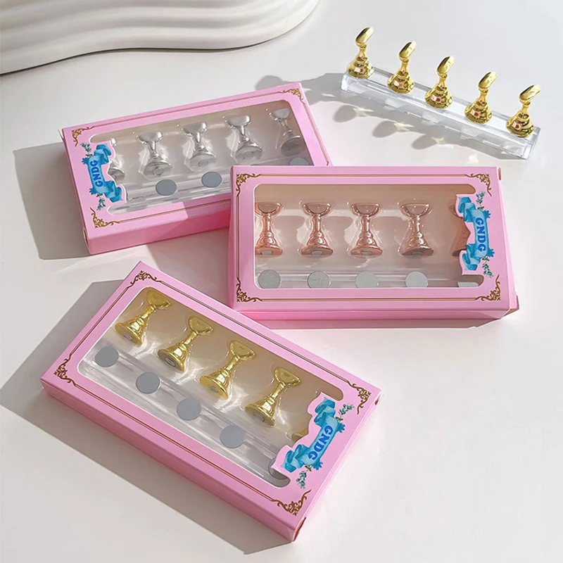 5/10 Pcs Magnetic Nail Stand Press On Nails Display Fake Nail Tips Practice Holder Beginner DIY Manicure Tool