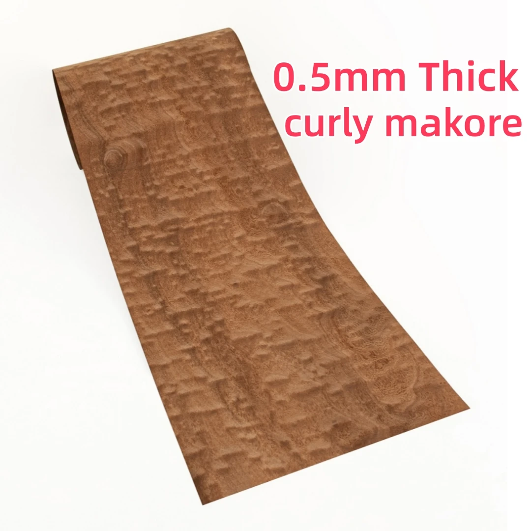 

0.5mm Thick Natural Curly Makore Figured Wood Veneer For Guitar Piano Drum Inlay Art Handmade DIY Projects.