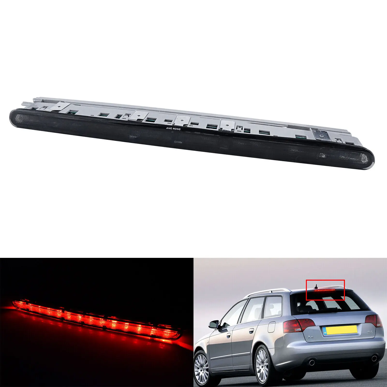 Black Smoked Lens LED Rear High Level 3rd T Brake Light For 05-08 Audi A4 8E B7 Estate Avant