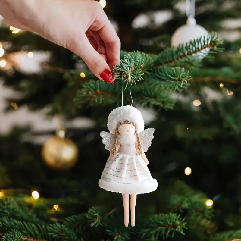 Decorative Plush Angel Pendants Velvet Decorative Ornaments Portable Bound Foot Angel Christmas Decor For Christmas Tree Balcony