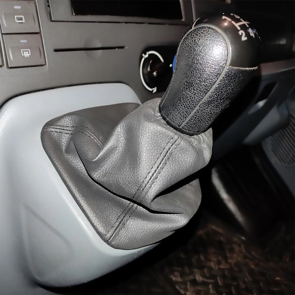 Black Stitch Gear Stick Gaiter For Ford Transit Van MK7 Shifter Lever Knob Gaitor Boot Cover Pu Leather Retaining Frame Case