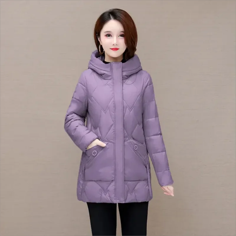 Winter Women Keep Warm Thickening Overcoat Parkas Outwear Wear Jacket Mid-length Hooded Cotton Padded Casual Slim Fit Coat