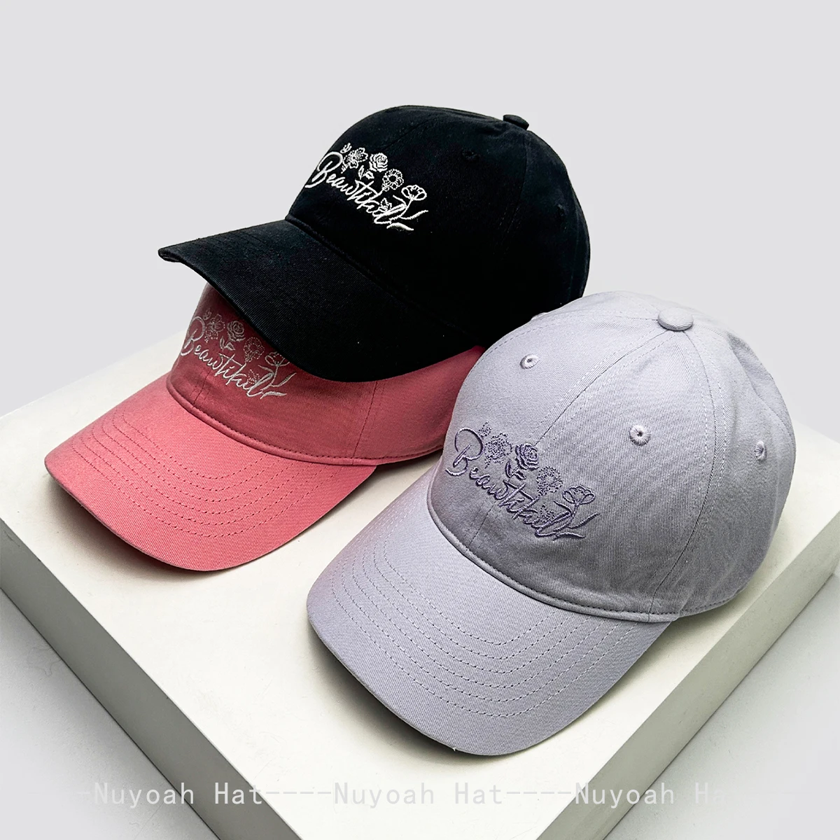

New Women Korean Sweet Flower Letters Embroidery Baseball Hats Sunshade Retro Versatile Exquisite Peaked Caps Fashion Casual ins