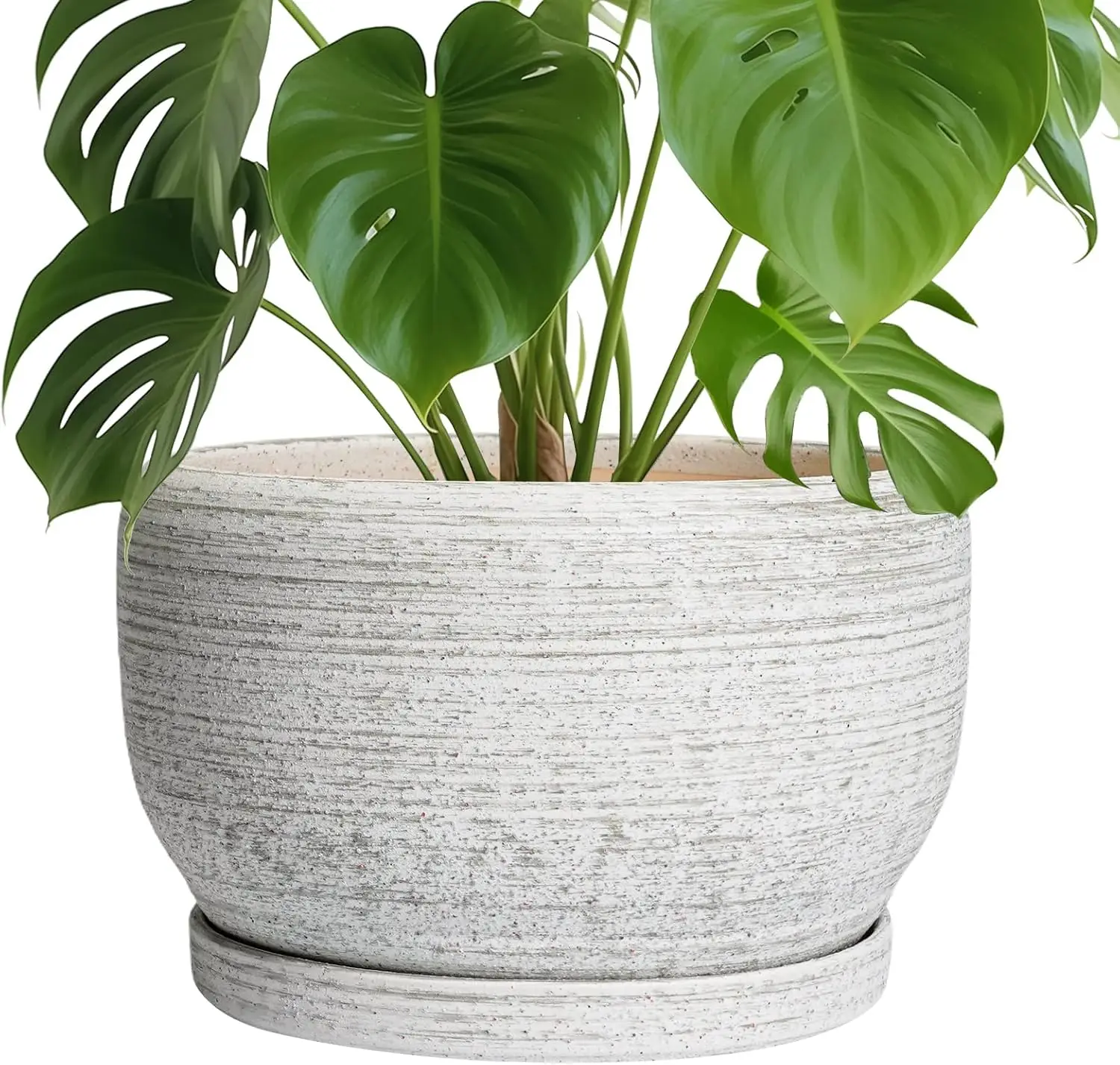 Macetas de Cerámica - Maceta de 10 Pulgadas para Interiores con Orificio de Drenaje y Plato, Macetero de Cerámica Moderno para Exteriores, Decorativo y Grande