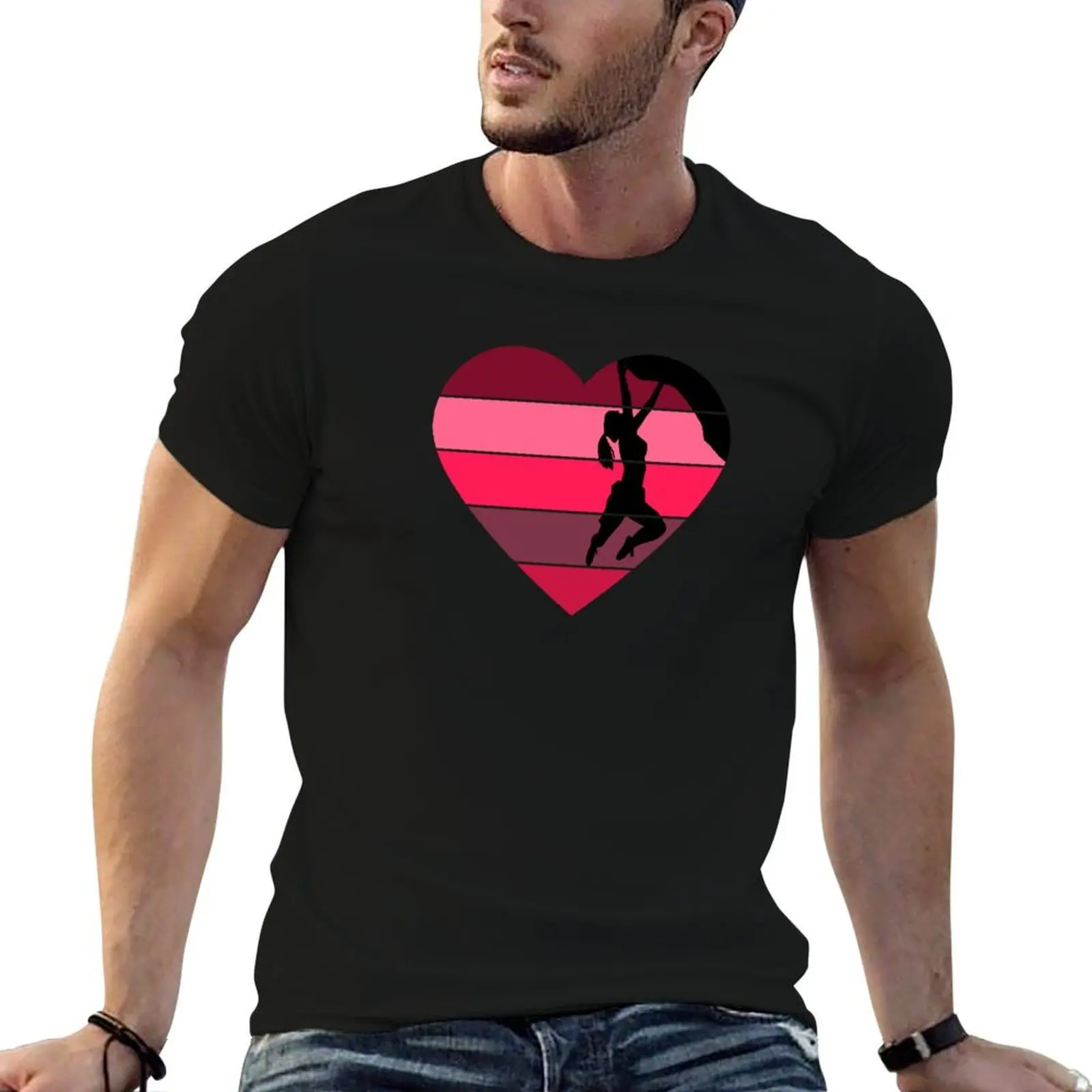 

I Love Bouldering - Woman Bouldering - Pink Heart T-Shirt man t shirt designer t shirts for man pack cotton T-Shirt