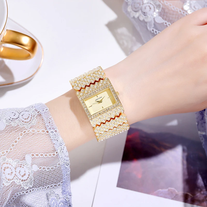 Full Diamond Square Watch Women Quartz Watch Noble Ladies Party Dress Watch Waterproof Watch Small Big Strap Montre Femmes