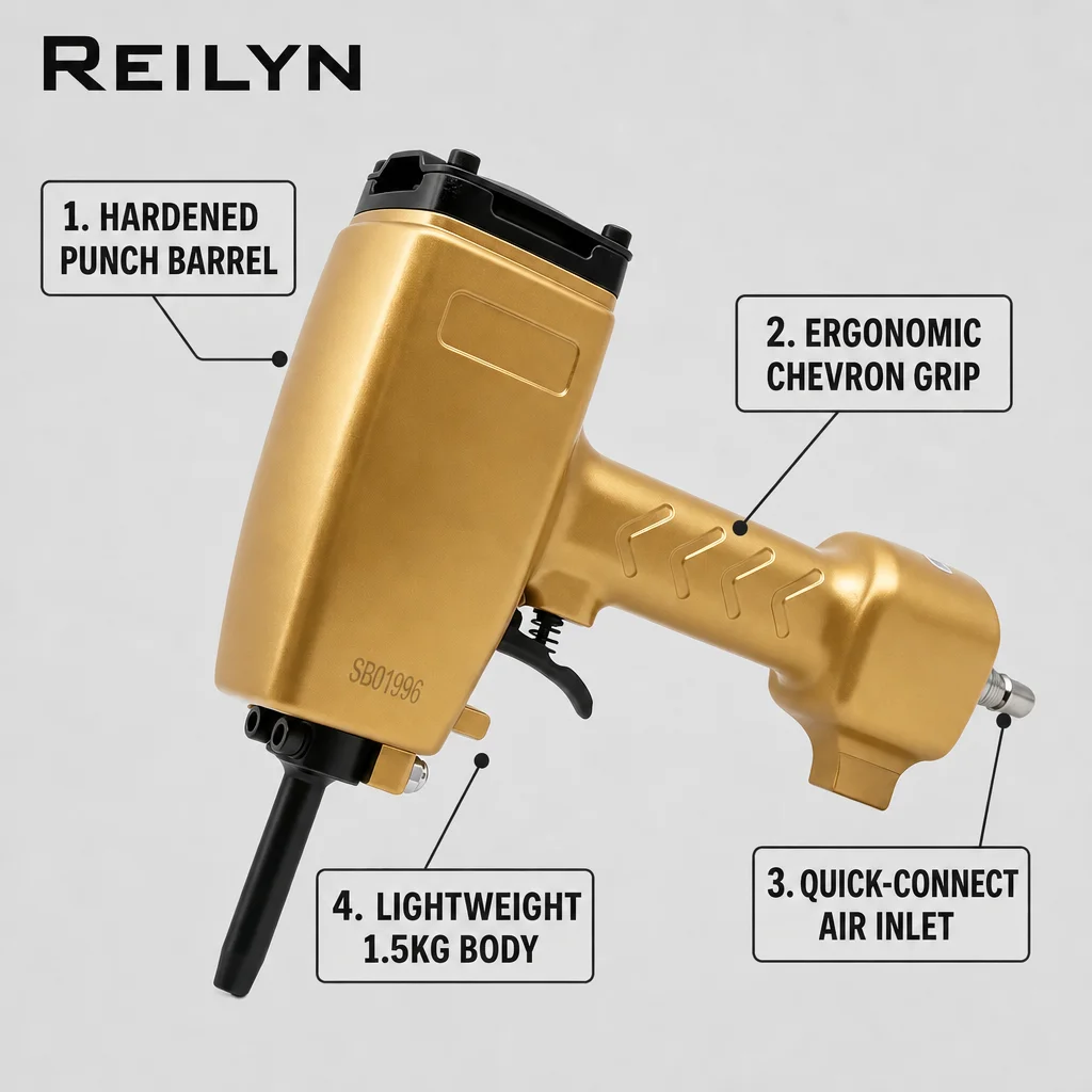 Reilyn Pneumatic Nail Puller NP50-C2 Nail Removal  Diameter 1-6mm Pallet Punch Nailer for Dismantling Engineering Module Nail