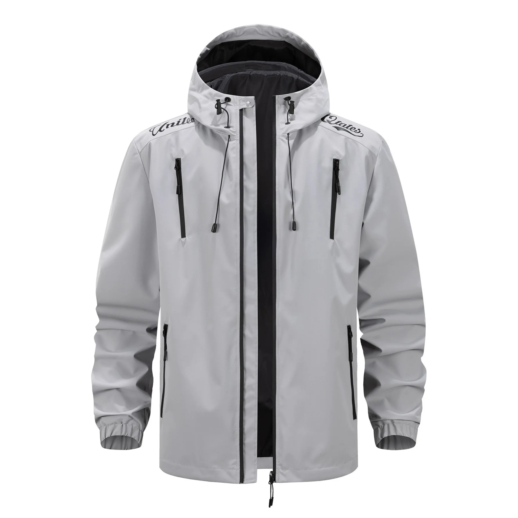 

2025 Man Jacket Autumn Letter Printed Fashion Long Sleeve Zipper Msle Outerwear Outdoor Sport Loose Casual Men Hooded Coat