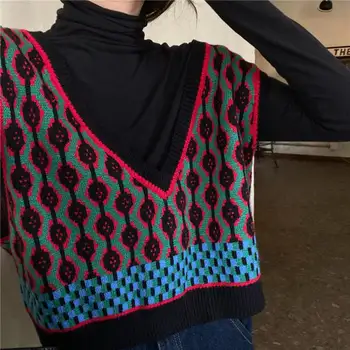 Lösstickad V-Ne Damtröja Chic College Harajuku Blommig Broderi Streetwear Vår Höst Moderiktig 10 best sales Floral vest - №2